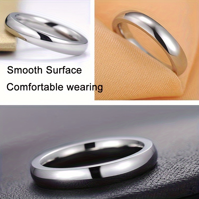 YHAMNI Stainless Steel Silvery Ring 4mm Wide Wedding Band
